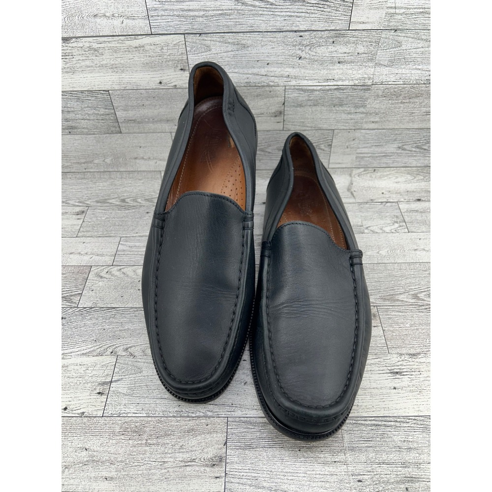 ET Wright Mens Black Leather Moc Toe Loafers Made‎ in Italy 80260 Size 14 D